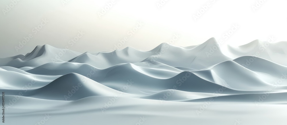 Poster abstract 3d landscape composition with smooth waves and empty copy space for text in a minimalistic 