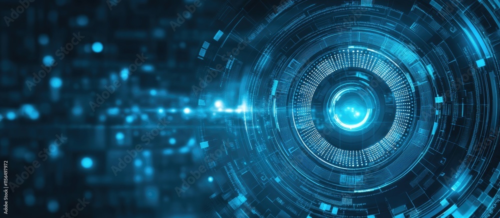 Poster futuristic technology background with abstract circular design and space for text in business securi
