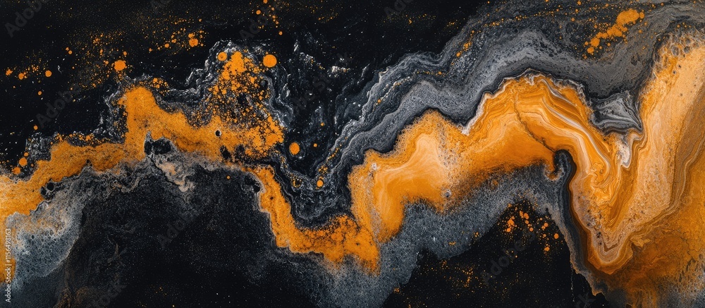 Aufkleber modern abstract black and gold marble texture with fluid patterns and empty space for custom text or