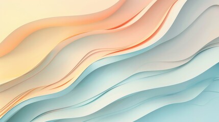 Obraz premium Abstract waves in soft pastel colors creating a soothing visual flow.