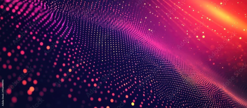 Poster abstract colorful digital data waves background with bright lights and space for text