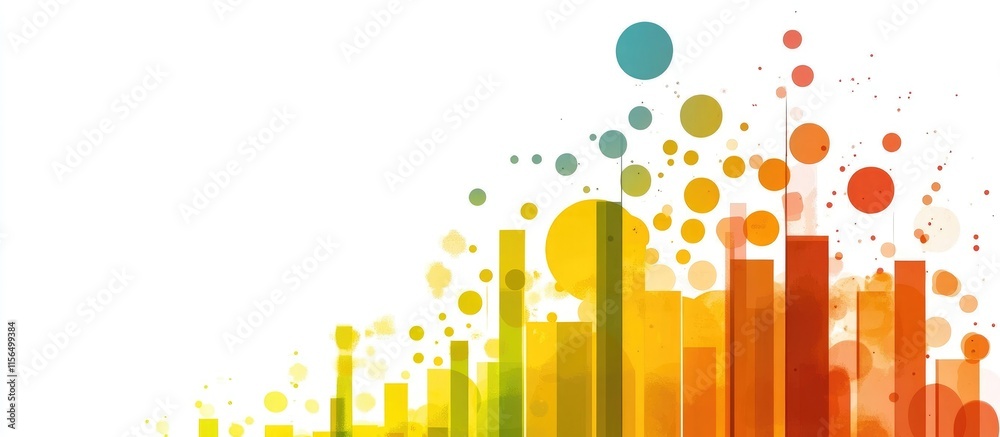 Poster colorful abstract evaluation score chart illustrating quality progress with scaling system and ample