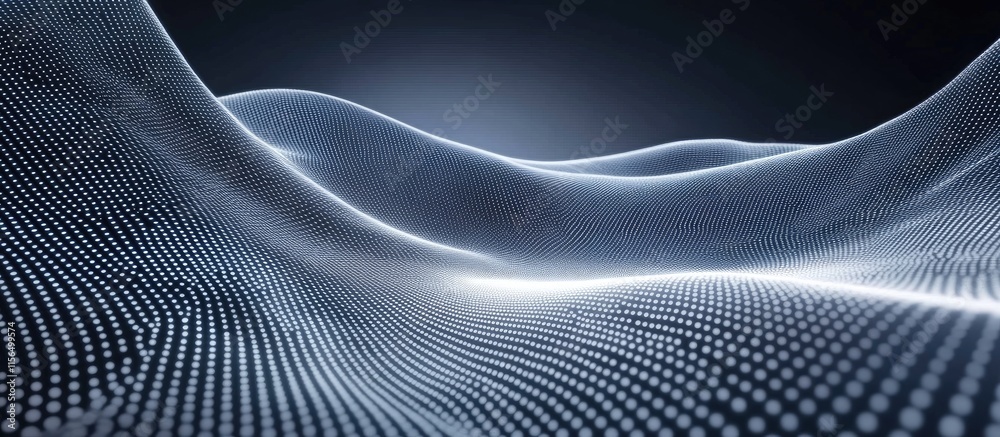 Poster abstract digital technology background featuring glowing dots and lines in blue and gray with space 