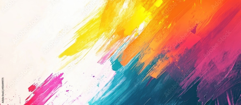 Poster vibrant abstract expressionism art with bold brushstrokes and empty copy space for text or graphics 