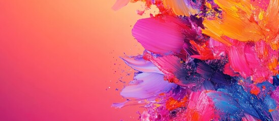 Vibrant Abstract Spring Summer Color Palette With Blended Brush Strokes And Empty Space For Copywriting Or Promotional Text