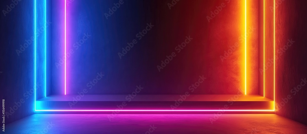 Poster vibrant neon holographic gradient background with luxurious colorful glows and empty space for text 