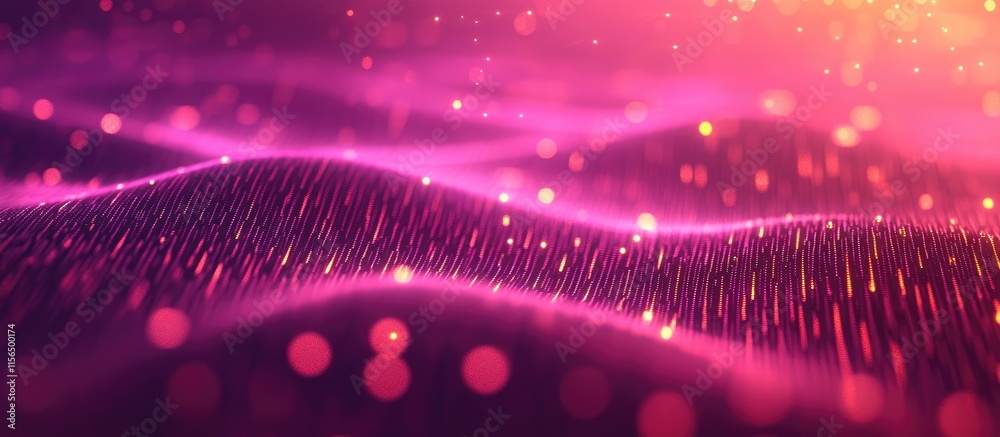 Poster vibrant abstract digital waves with matrix effects and soft bokeh background for creative text place