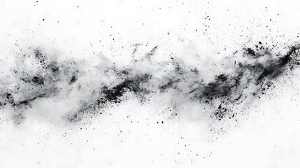 Intensely Textured Abstract Digital Painting: Dark Ink Explosions on White. AI Generated