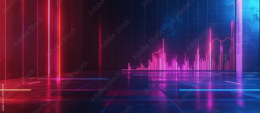 Poster business data visualization dynamic graphs and charts with financial trends and empty space for repo