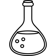 Chemistry Flask Line Art Vector Illustration