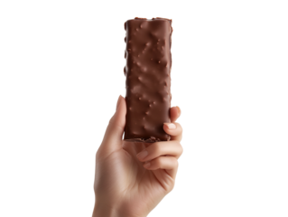 Female hand holding a chocolate bar  available PNG on white background