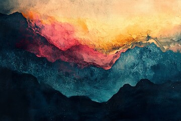 Abstract Mountain Landscape Sunset Hues Painting