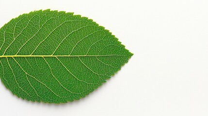 Obraz premium Close up Green Leaf Detailed Texture Nature Botany Plant Foliage White Background O