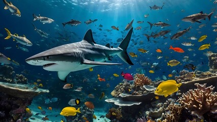 Fototapeta premium Fantastical Waters: Dumd Gulpur Shark Navigating a Mythical Ocean Realm