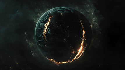 Burning Planet, A Fiery Ring Encircles Earth's Surface,  Threatening Global Catastrophe Imminently