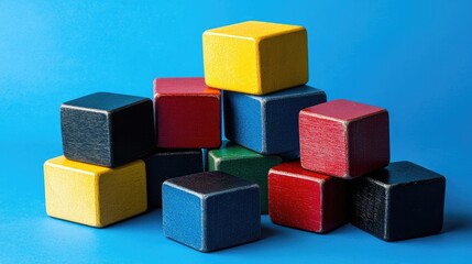 Obraz premium Colorful Wooden Blocks Arranged In A Pyramid Shape