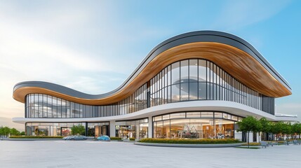 Fototapeta premium 3D visualization of an architectural project of a modern shopping mall