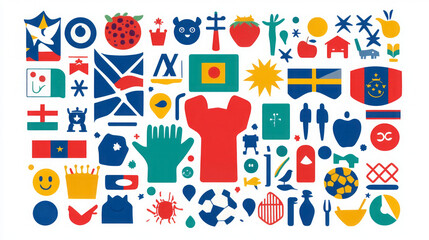 vibrant visual exploration of global iconography and abstract design