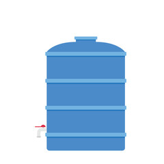 Water tank vector. Tap. Blue water tank on white background.