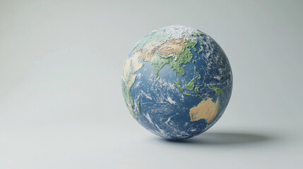 Fototapeta premium Planet Earth with Detailed Geography Map on Solid White Background