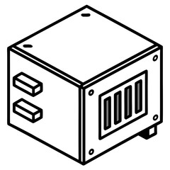 SSD Drive Line Art Vector Illustration