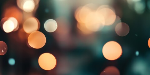 Fototapeta premium Blurred bright glowing lights of district in megapolis under dusk sky in evening on blurred background