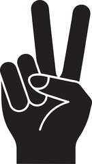 Hand gesture V sign icon and vector illustration on a white background