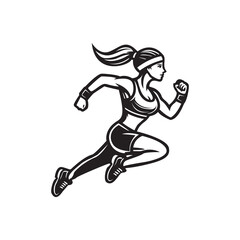 Running woman side view