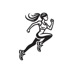 female sprinter logo vector