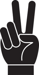 Hand gesture V sign icon and vector illustration on a white background