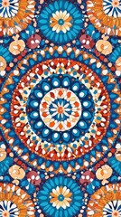 Vibrant Mandala Pattern  Beaded Artwork  Circular Floral Design  Intricate Texture