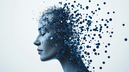 Business woman of the particles. Business woman consists of small circles. Business woman breaks down into molecules