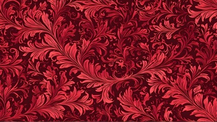red floral pattern in long image flowery banner pattern with intricate design