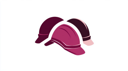Fototapeta premium Vector Burgundy and light pink logo in the form of construction helmets