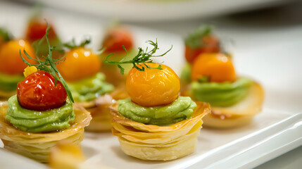 Lanna Style Amuse Bouche with Tomato Confit and Green Garnish