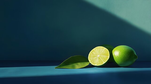 Limes and Leaves in Dramatic Light