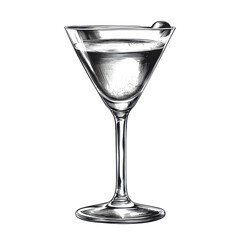 Classic Martini Cocktail Drink Hand Drawn Illustration Menu Design