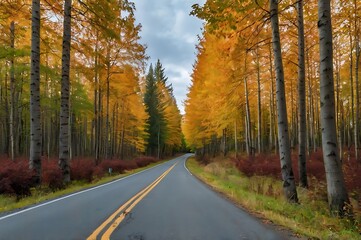 Obraz premium A background of autumn nature with colorful leaves, trees, and flowers