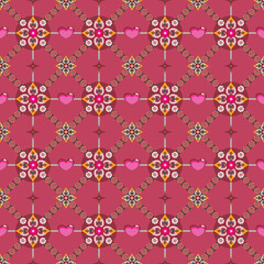 Seamless Floral and Heart Pattern – Perfect for Romantic Designs, Wedding Invitations, Valentine's Day Decor, Gift Wrapping, and Creative Textile Applications