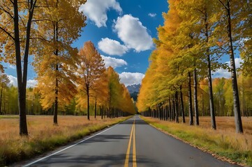 Obraz premium A background of autumn nature with colorful leaves, trees, and flowers