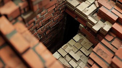 Obraz premium Crumbling Brickwork: A Study in Decay and Texture