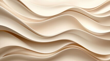 Fototapeta premium A close-up view of flowing, textured paper waves in soft beige tones, creating a soothing and elegant visual.