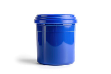 A blue plastic container with a lid, typically used for storage or packaging. isolated on white background