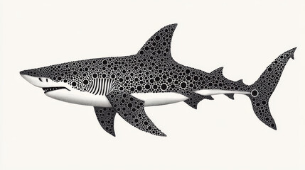 Fototapeta premium The shark from the particle. The shark consists of circles and points. Vector illustration.