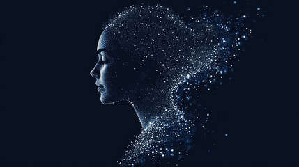 Business woman. Silhouette of particles. Vector illustration of business lady dots and circles.