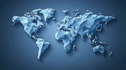 Low Poly World Map: A Global Perspective in Blue