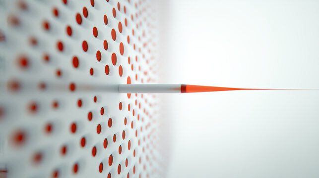 Javelin of particles. Silhouette of javelin consists of small circles.