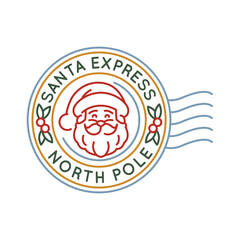 Simple Logo with Santa Express North Pole icon. Simple Logo with happy holiday icon for social media, app, and web design. Vector illustration