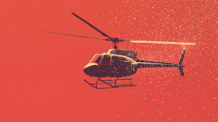 The helicopter of the particles. Transport helicopter consists of small circles. Vector illustration