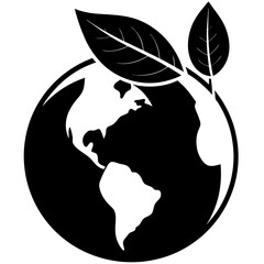 Planet Earth Leaf vector silhouette